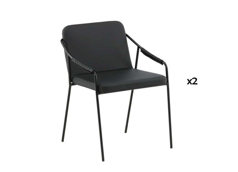 Chaise de salle à manger en simili cuir noir moderne