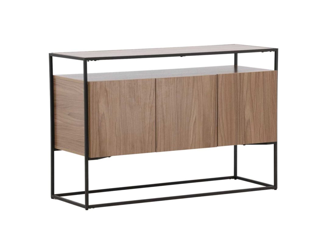 Meuble de télé en bois et métal noir