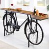 Vélo meuble de bar en acier noir et bois de manguier massif
