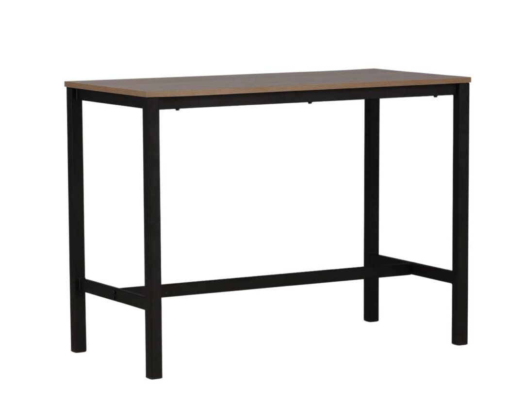 Table de bar rectangulaire en bois et métal noir