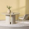 Table de salle à manger ronde couleur beige design