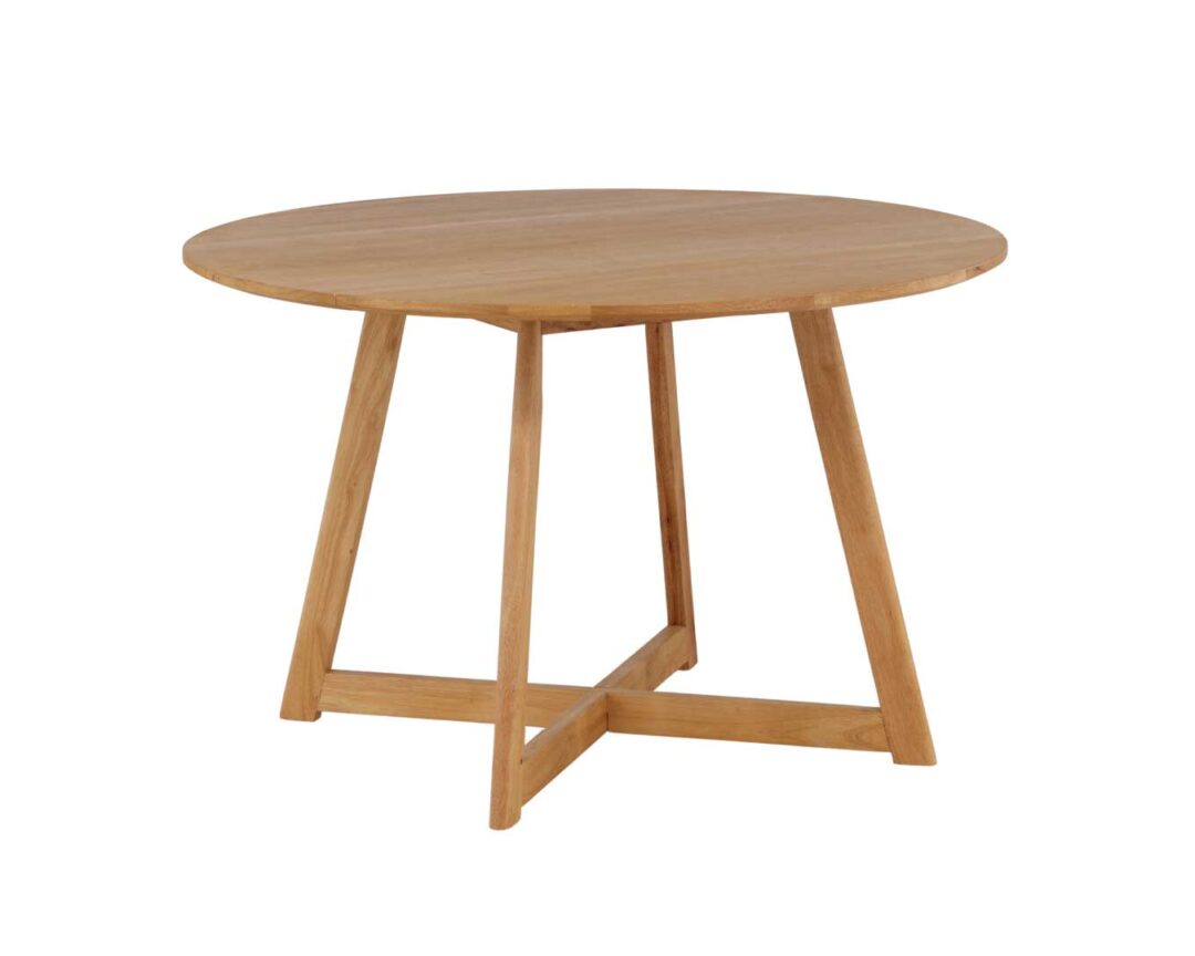 Table de repas ronde avec allonges pliantes en bois