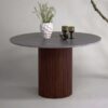 Table de salle à manger en marbre gris et piétement en bois foncé