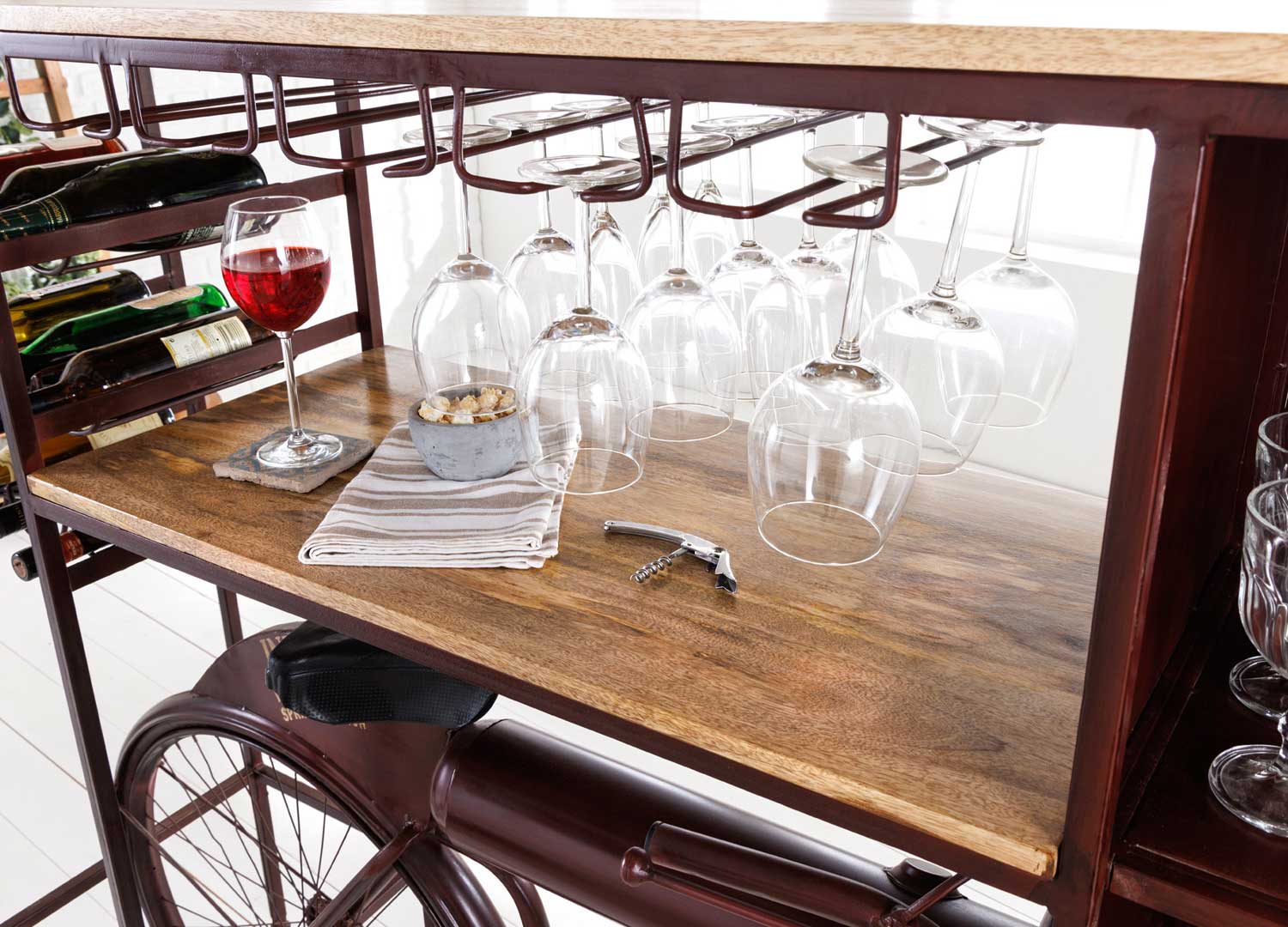 Meuble de bar vintage range bouteilles et verres marron