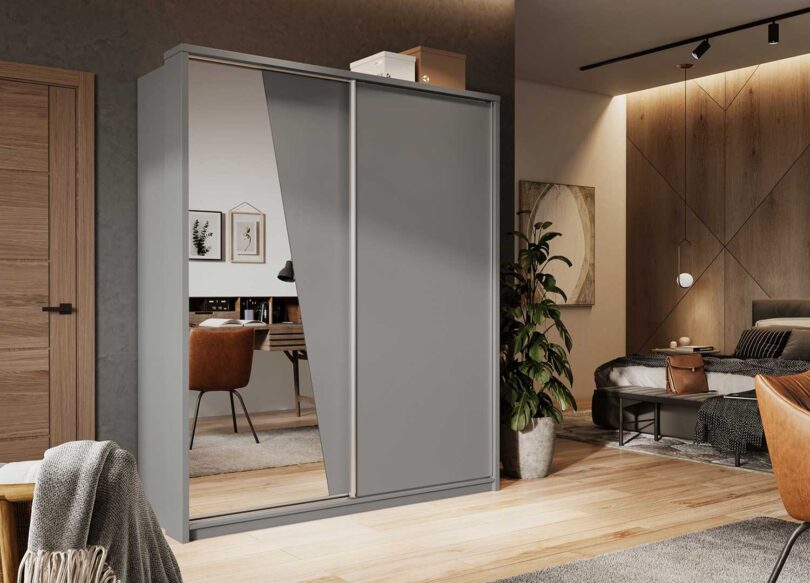 armoire portes coulissantes 180 cm avec miroir