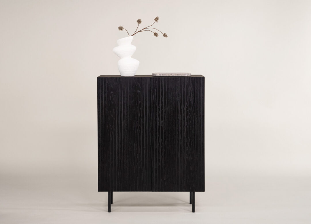 buffet commode 103 cm 2 portes noir et metal
