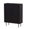 buffet commode 103 cm 2 portes noir et metal