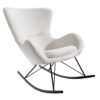 rocking chair tissu boucle blanc et pieds en metal noir