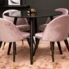 ensemble chaise de salle a manger en velours rose moderne