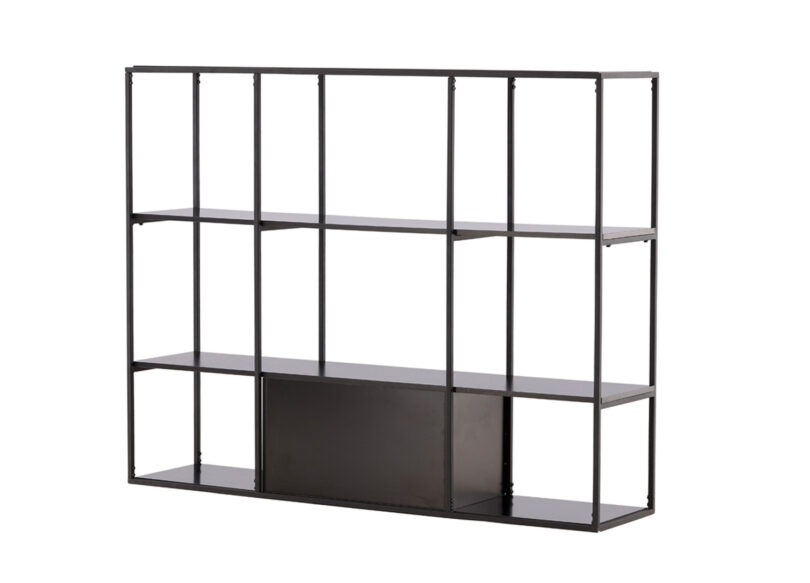 arriere du meuble etagere en metal noir industriel
