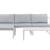 salon de jardin moderne blanc et coussin en polyester gris