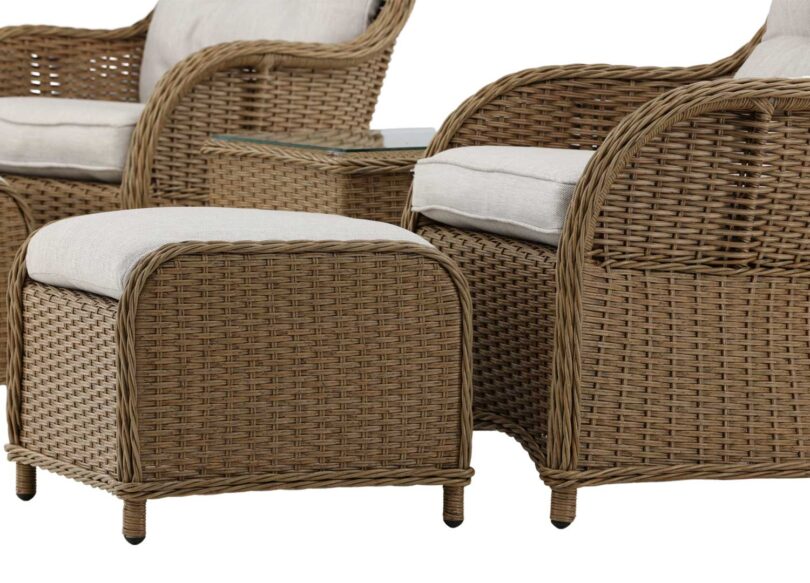 fauteuils de jardin avec reposes pieds