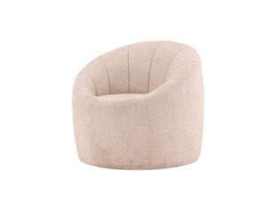 petit fauteuil rond moderne en tissu polaire beige