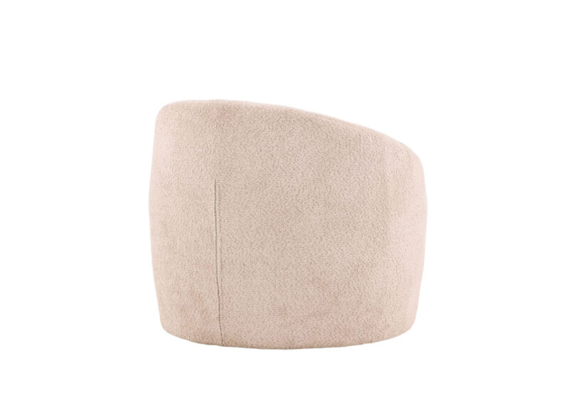 dos du fauteuil rond en tissu bouclette