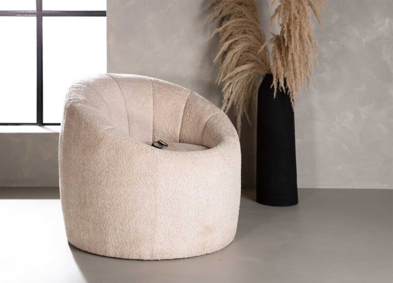 fauteuil minimaliste contemporain tissu beige