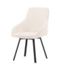 lot de 2 fauteuils de salle a manger moderne et minimaliste en lin beige et metal noir