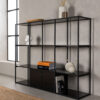 meuble etagere moderne en metal noir 150 cm avec 4 tiroirs