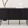 buffet moderne noir et metal 3 portes et 3 etageres 150 cm