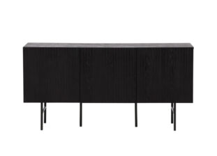 buffet salle a manger moderne noir et pieds en metal avec 3 portes 150 cm
