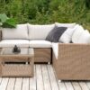 ensemble canape de jardin et table basse en rotin synthetique