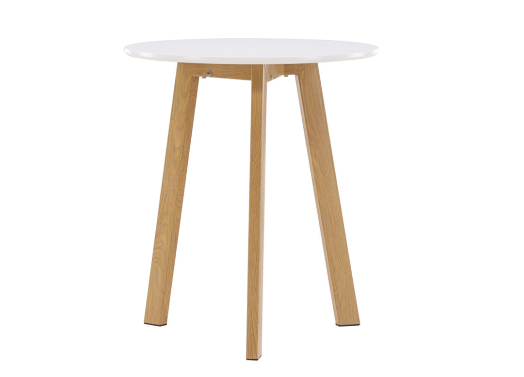 table ronde blanche et bois style scandi