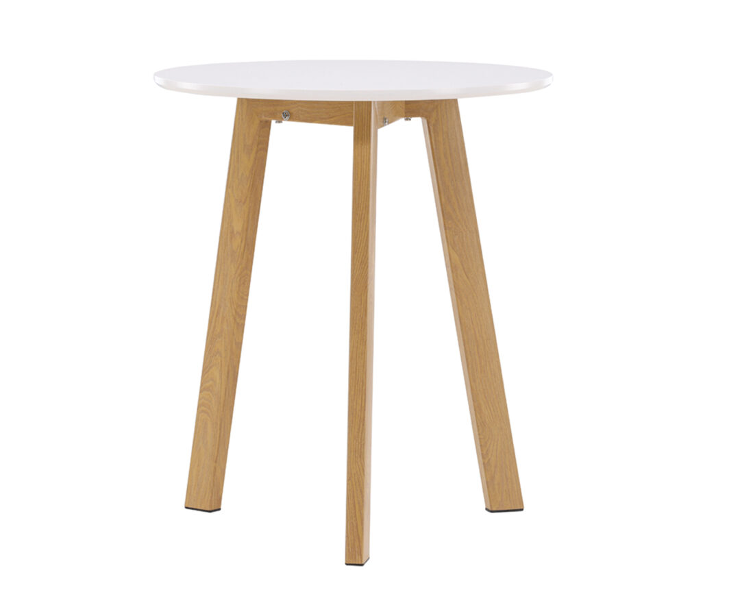 table ronde blanche et bois style scandi