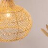 lustre en rotin retro et tiges en bambou