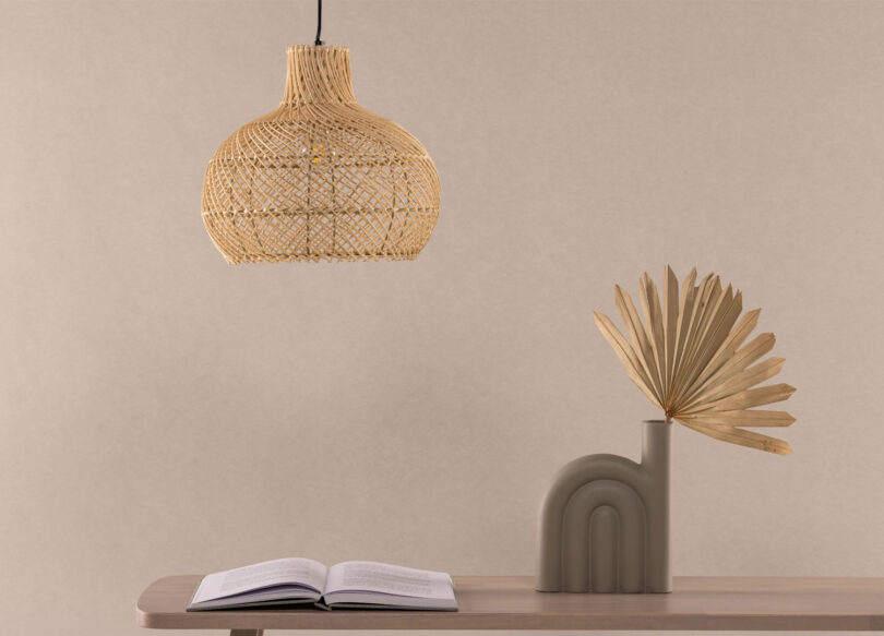 lustre retro et boheme en rotin