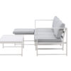 mobilier de jardin detente en aluminium blanc et coussin gris