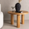 table de salon ronde et pieds en cylindres design en bois massif