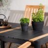 table de repas de jardin moderne en metal et teck 150 cm