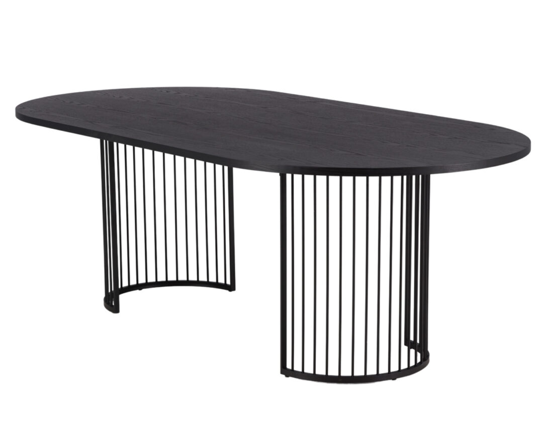 table salle a manger design et minimaliste 220 cm plateau et pieds noir