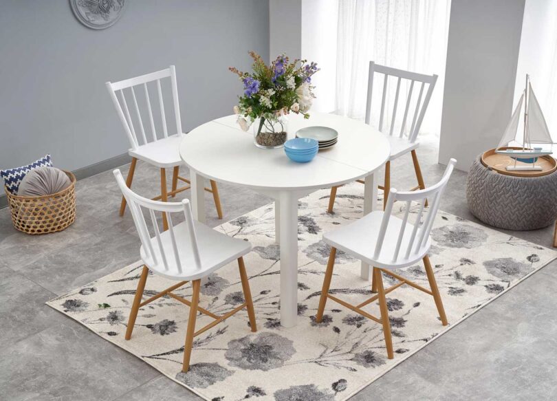 petite table ronde blanche pas cher avec 1 allonge
