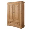 Armoire 2 porte en bois de pin massif pour chambre adulte naturelle