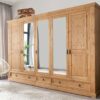 Grande armoire 5 portes pour chambre adulte en bois massif de pin huilé