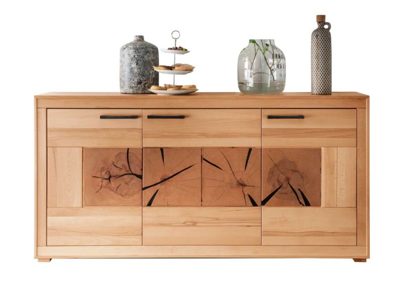Meuble buffet 3 portes en bois de hêtre massif huilé