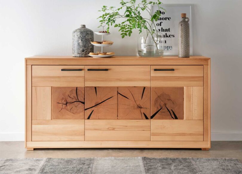 Meuble buffet naturel en bois massif robuste