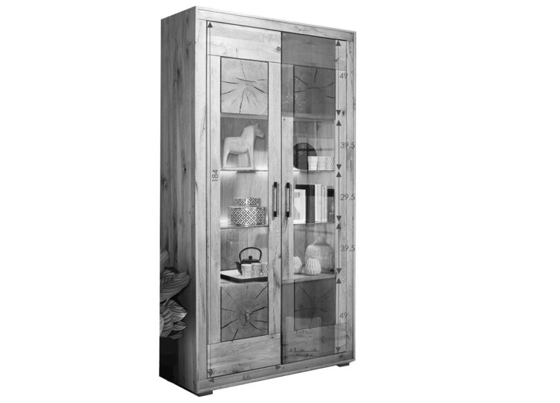 Dimensions de la vitrine haute en bois massif