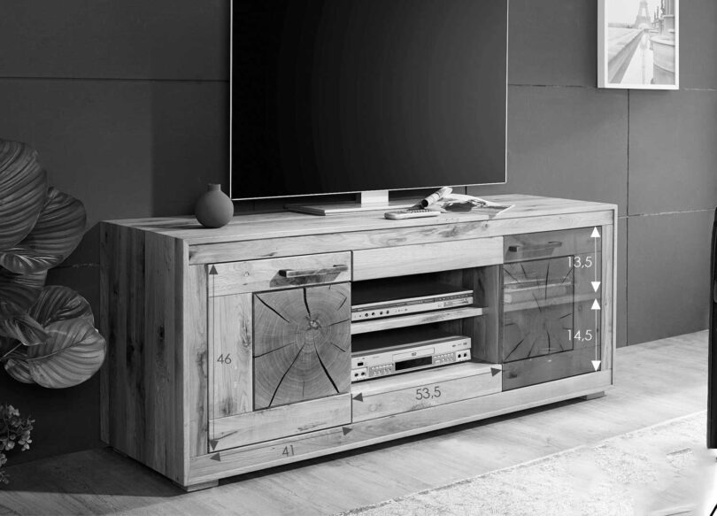 Dimensions du meuble tv 2 portes en bois