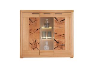 Meuble vitrine 3 portes en bois de hêtre massif