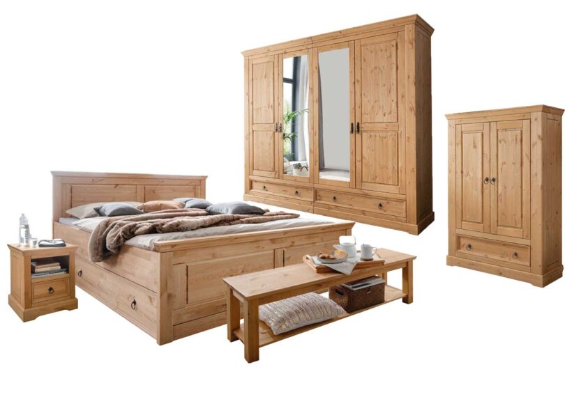Ensemble de meubles de chambre adulte en bois de pin massif