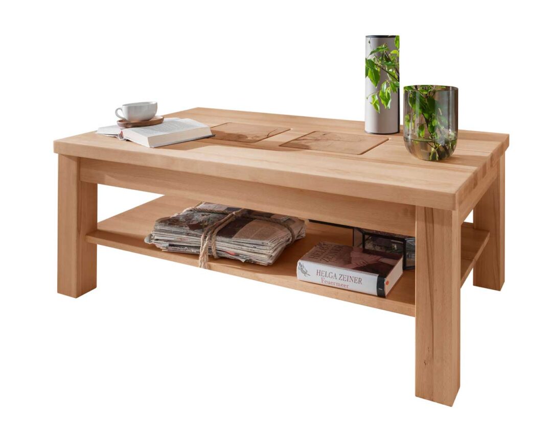 Table basse rectangulaire en bois massif de hêtre clair