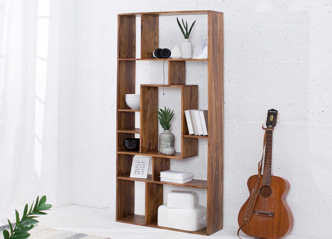 bibliothèque rétro en bois massif 180 cm