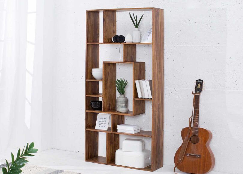meuble bibliothèque en bois massif 180 cm