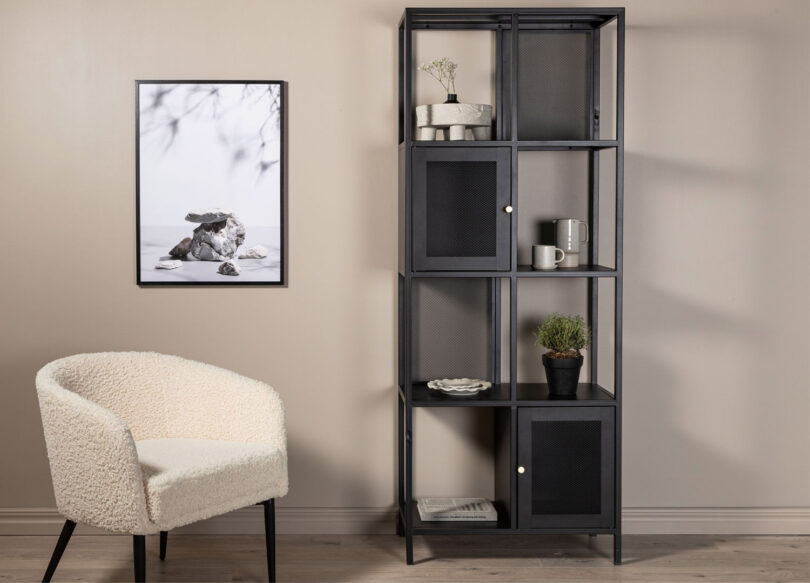 meuble étagère en métal noir de style industriel 180 cm