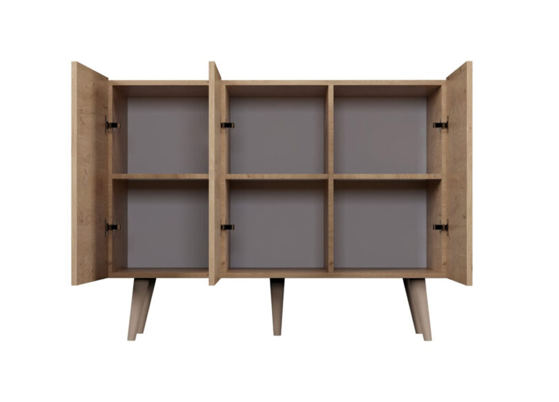 buffet pas cher 3 portes avec 6 compartiments style scandinave