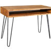 console rétro et scandinave en bois de sesham et métal noir