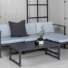 canape de jardin en alu noir et coussin gris