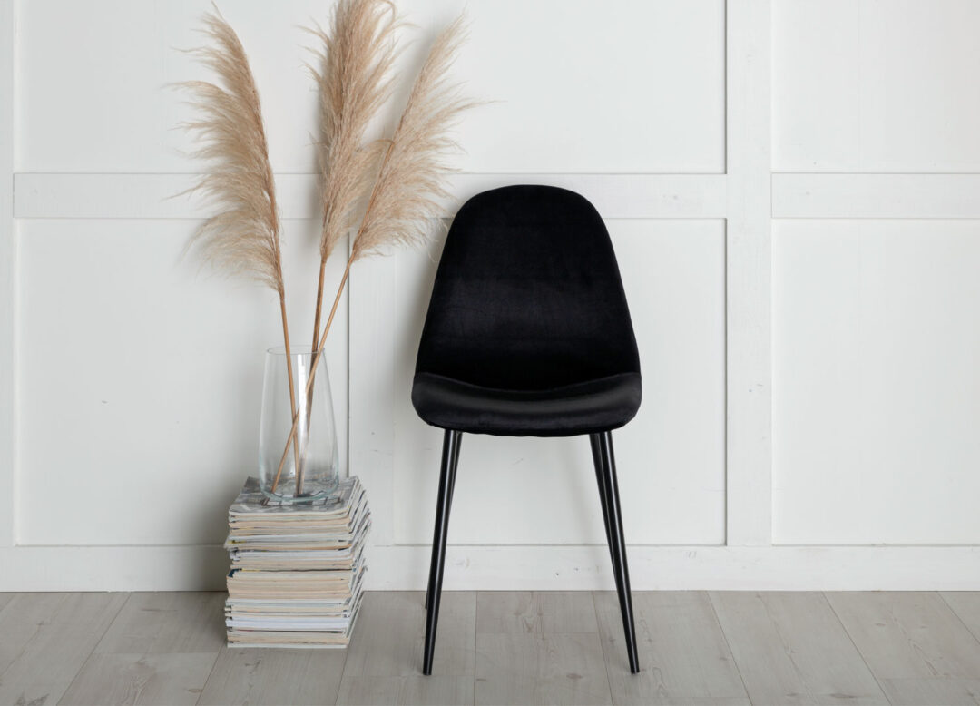 chaises de salle à manger moderne en velours noir pas cher