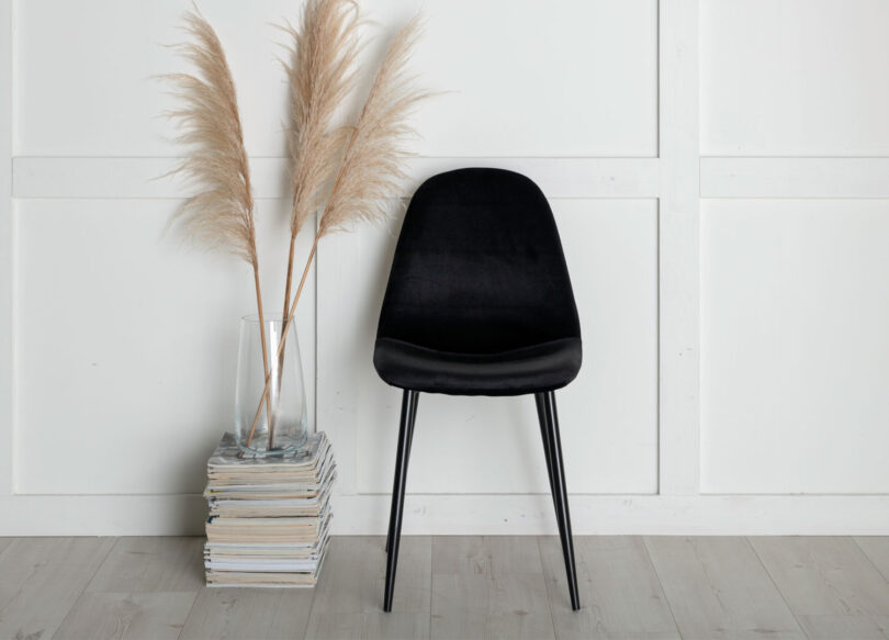 lot de 2 chaises en velours noir et métal noir